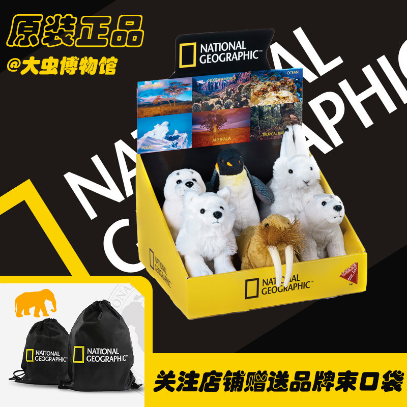 国家地理毛绒玩具极地系列仿真娃娃动物兔海豹大象北极狐生日儿童