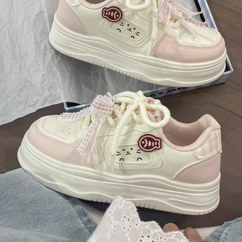 96洛丽塔风加绒棉鞋女冬 2025 新款猫咪鱼贴布厚底增高运动休闲鞋