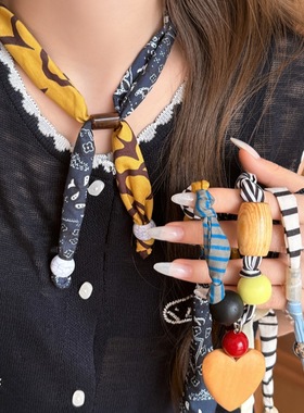 拼接布艺项链小众设计感可调节