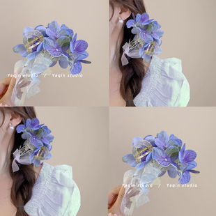 巨仙仿真蝴蝶结兰花朵发夹女2026新款爆款大号抓夹发量多头花头饰