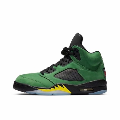 耐克Jordan 5 AJ5黑绿麂皮高帮球鞋CK6631-307 广东dc
