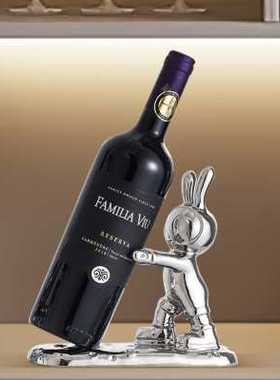 兔子红酒架斜放摆件餐边柜轻奢高档客厅红酒瓶酒柜装饰品搬迁礼物