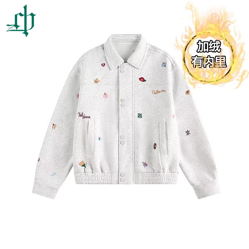 国潮牌花卉刺绣外套男2025春季