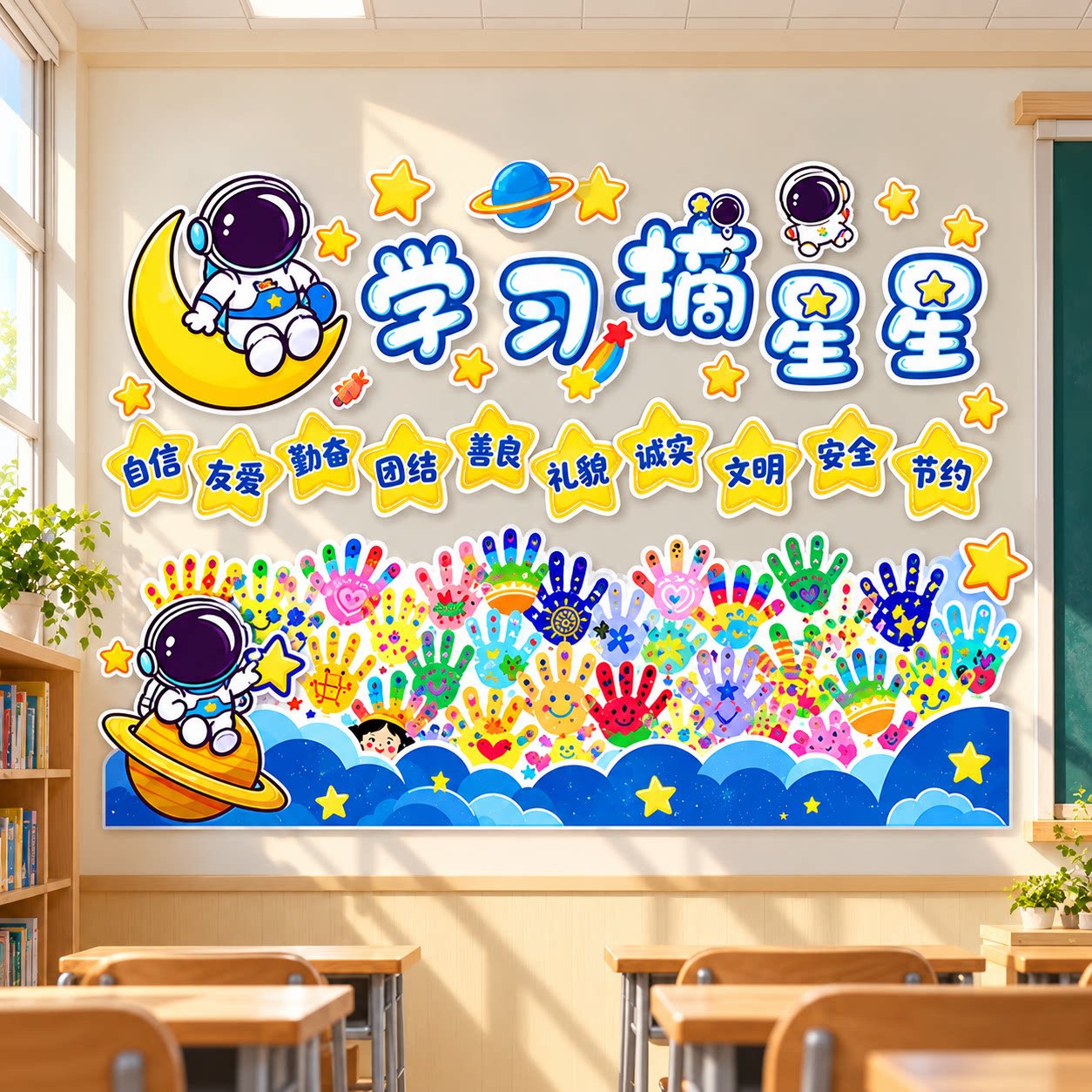 学校教室中队角布置文化墙贴黑板报主题班级公约教室装饰小学生