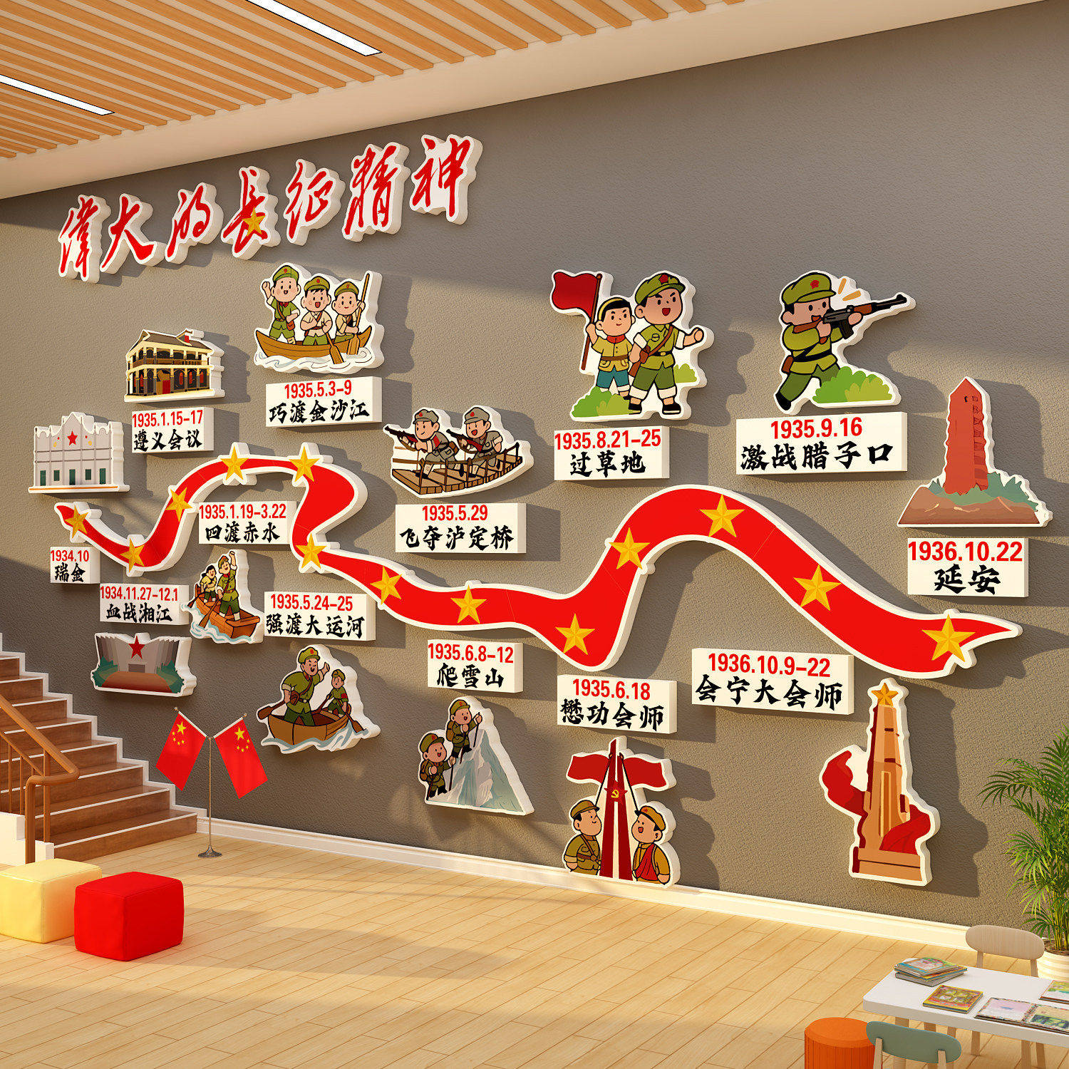 幼儿园红色爱国教育文化墙面装饰