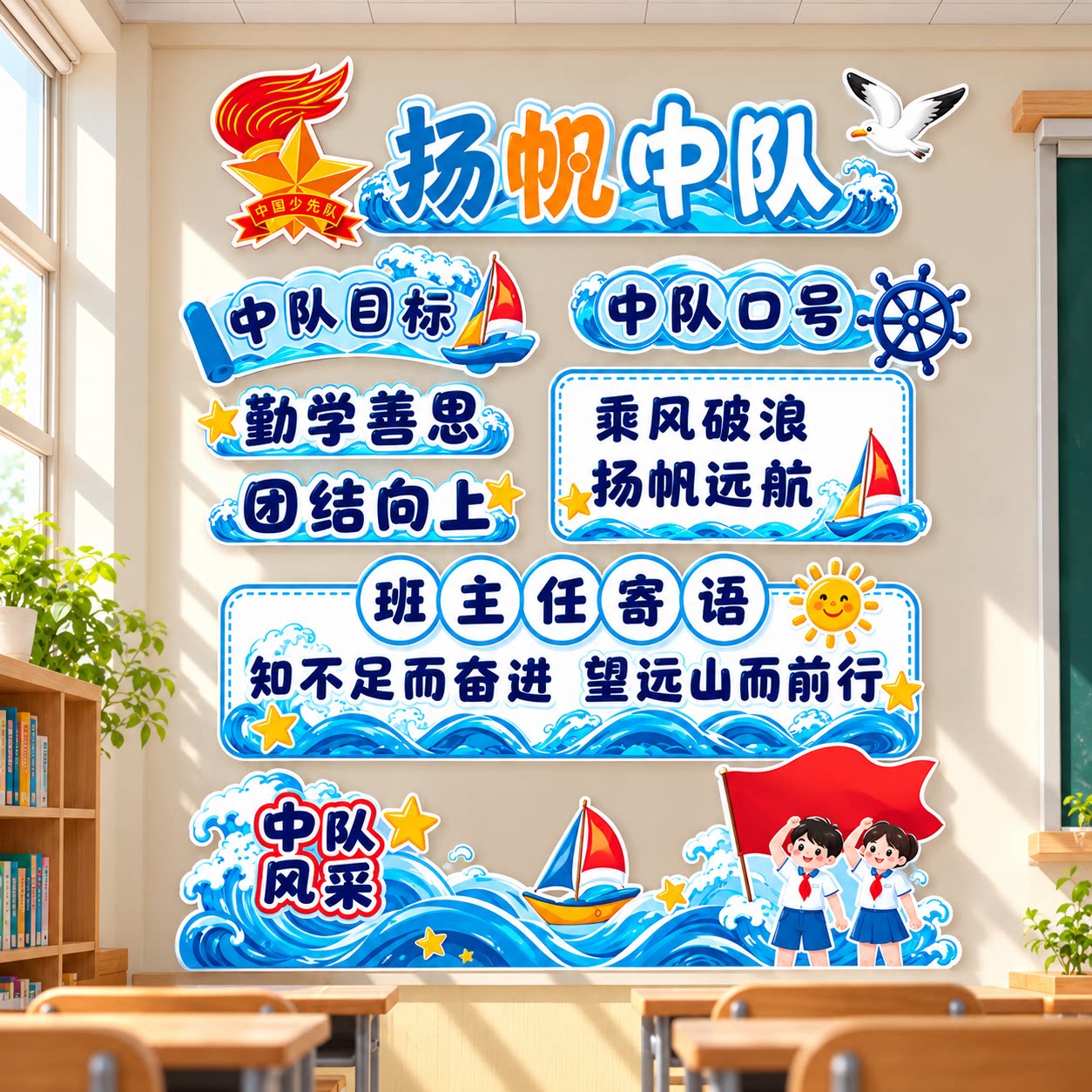 学校教室中队角布置文化墙贴黑板报主题班级公约教室装饰小学生