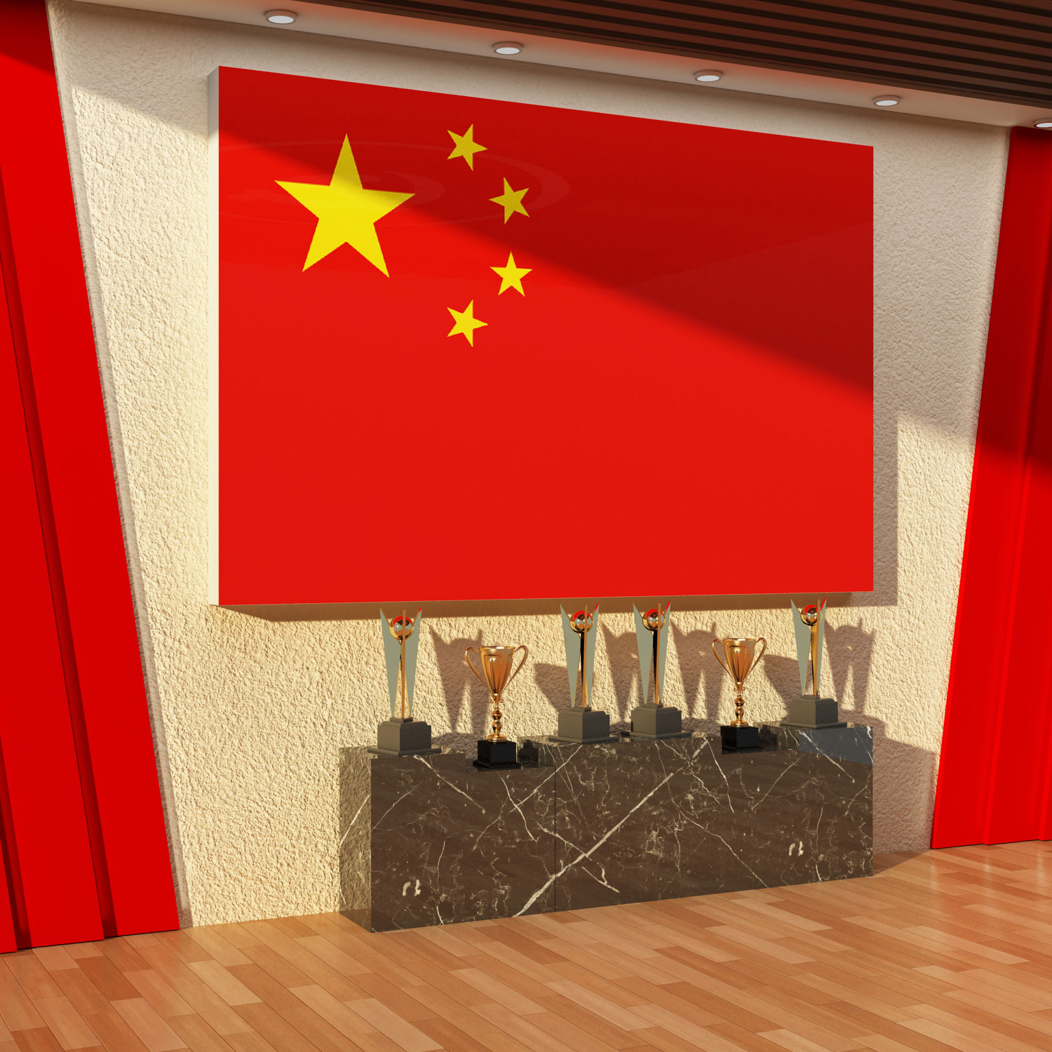 五星红国旗墙面党建文化员活动装饰画企业设计支部宣传背景会议室