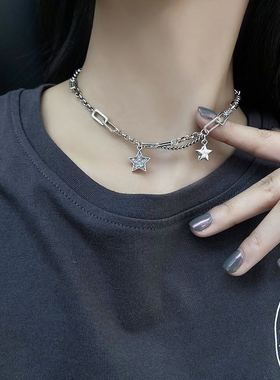 星星项链女纯银轻奢小众设计感高级感锁骨链网红甜酷卫衣配饰颈链