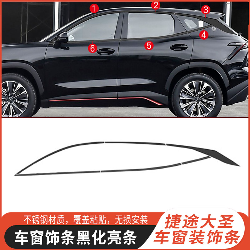 捷途大圣不锈钢车窗黑化饰条亮条