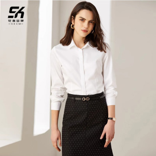 高级感通勤职业长袖 纯棉气质衬衣轻奢夏季 上衣 女2025新款 白色衬衫