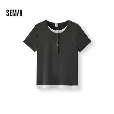 森马短袖T恤女夏2025新款假两件
