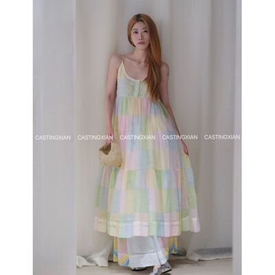 CASTING无隅｜EKA 彩色格纹吊带连衣裙