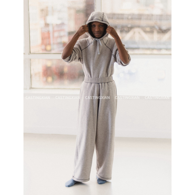 CASTING无隅｜Baserange 灰色明线装饰松紧腰头休闲裤阔腿裤长裤