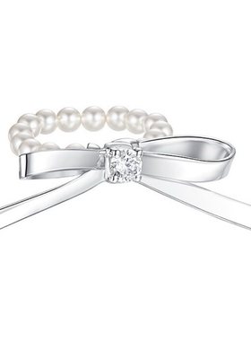 YVMIN/尤目宝石丝带蝴蝶结珍珠戒指纯银原创设计小众个性高级感