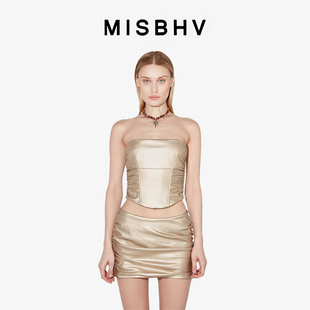 LEATHER FAUX 胸衣 RUCHED MISBHV