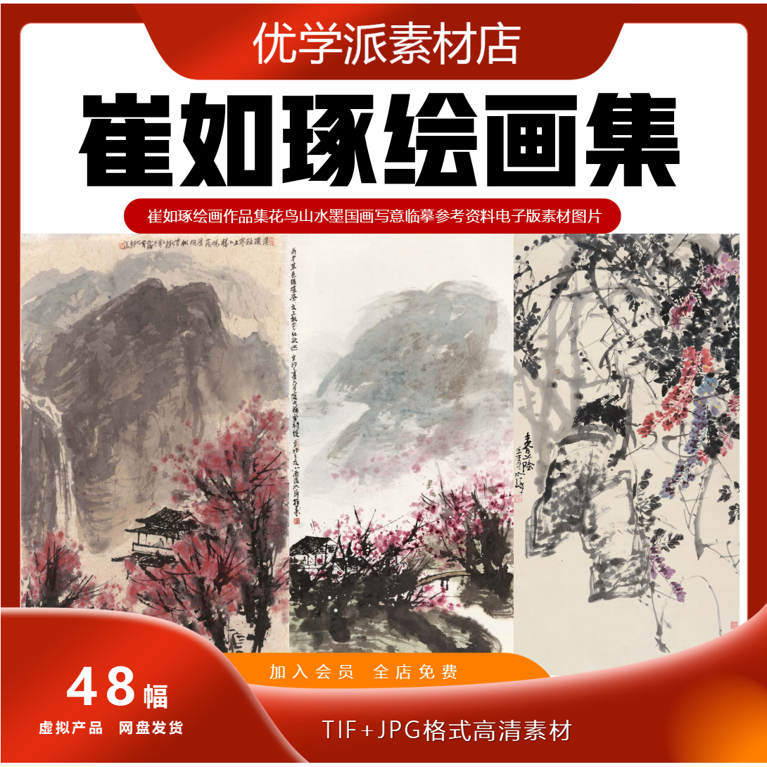 崔如琢花鸟山水墨国画绘画作品集写意临摹参考资料电子版素材图片