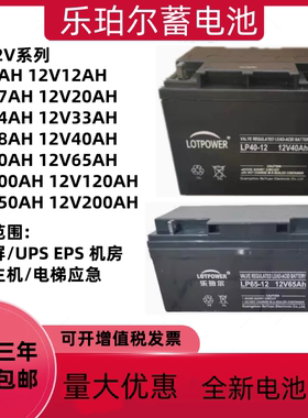 乐珀尔蓄电池LP12V17AH20AH24AH38AH40AH65AH100AH直流屏UPSEPS