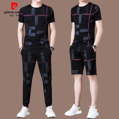 皮尔卡丹男夏套装2025潮帅气时髦