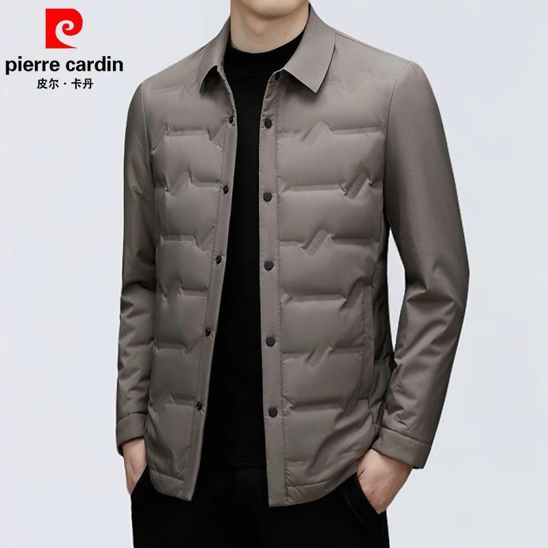 皮尔卡丹秋冬新款男士轻薄羽绒服外套中年翻领外穿上衣中年爸爸装