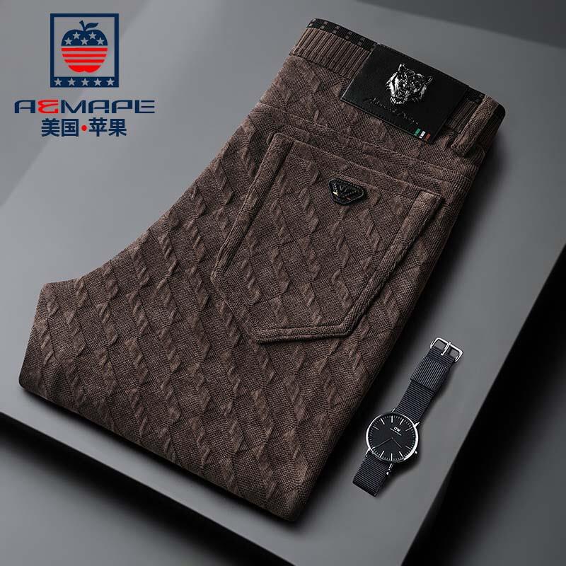 男士春秋款牛仔裤苹果冬季时尚男裤AEMAPE官方中年男裤修身显瘦裤