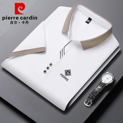 皮尔卡丹短袖T恤男士桑蚕丝翻领