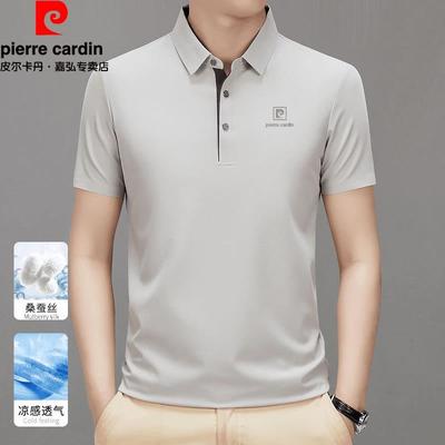 2024新款男士短袖T恤桑蚕丝无痕POLO衫高端中年爸爸装薄