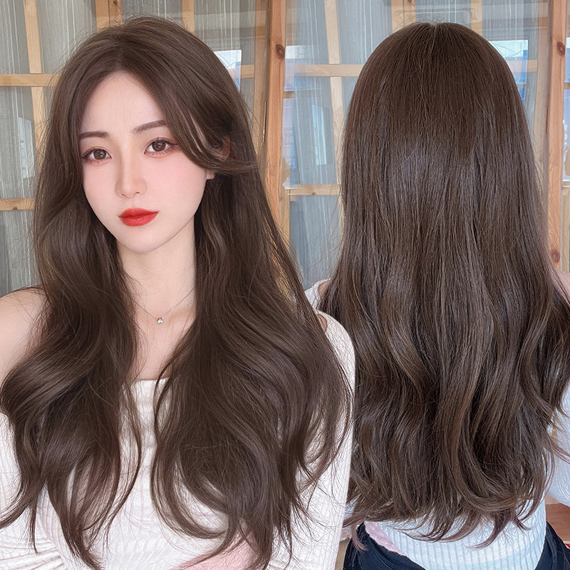 前蕾丝中分长发头套式假发大波浪长卷发型微卷整顶假发套头套