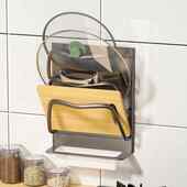 锅盖架壁挂式 免打孔家用厨房置物架多功能收纳用品神器多层砧板架