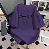 t恤男女款 简约紫色重磅纯棉短袖 街头潮牌小众上衣 新款 WASSUP夏季