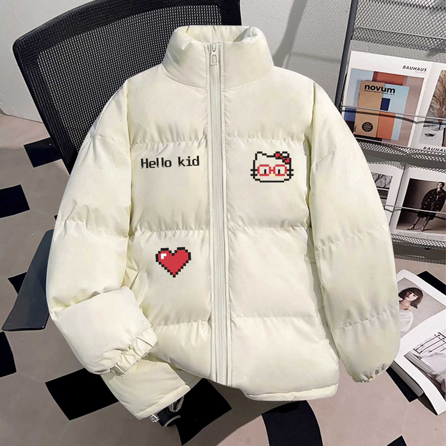 真维斯潮牌个性男女白鸭绒羽绒服