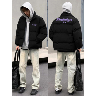 外套冬季 高街重磅棉服男士 棉袄加厚立领黑色面包服 美式 真维斯爆款