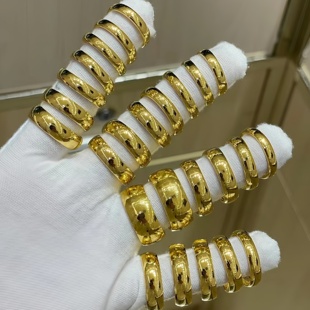 古法金包银泥鳅背戒指男女款素圈光圈实心对戒送生日首饰情人礼物