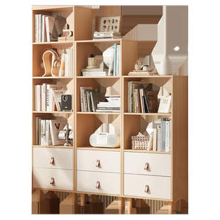 林氏家居北欧置物矮柜落地书柜实木脚组合格子柜客厅书架