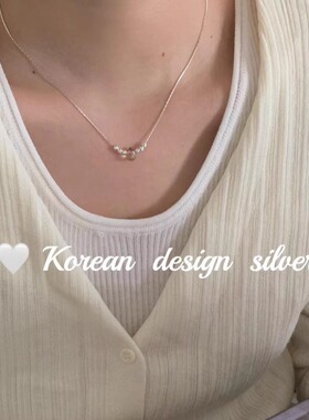 S925纯银水滴黄水晶切面项链韩国ins设计亮银精致高级简约新颈链