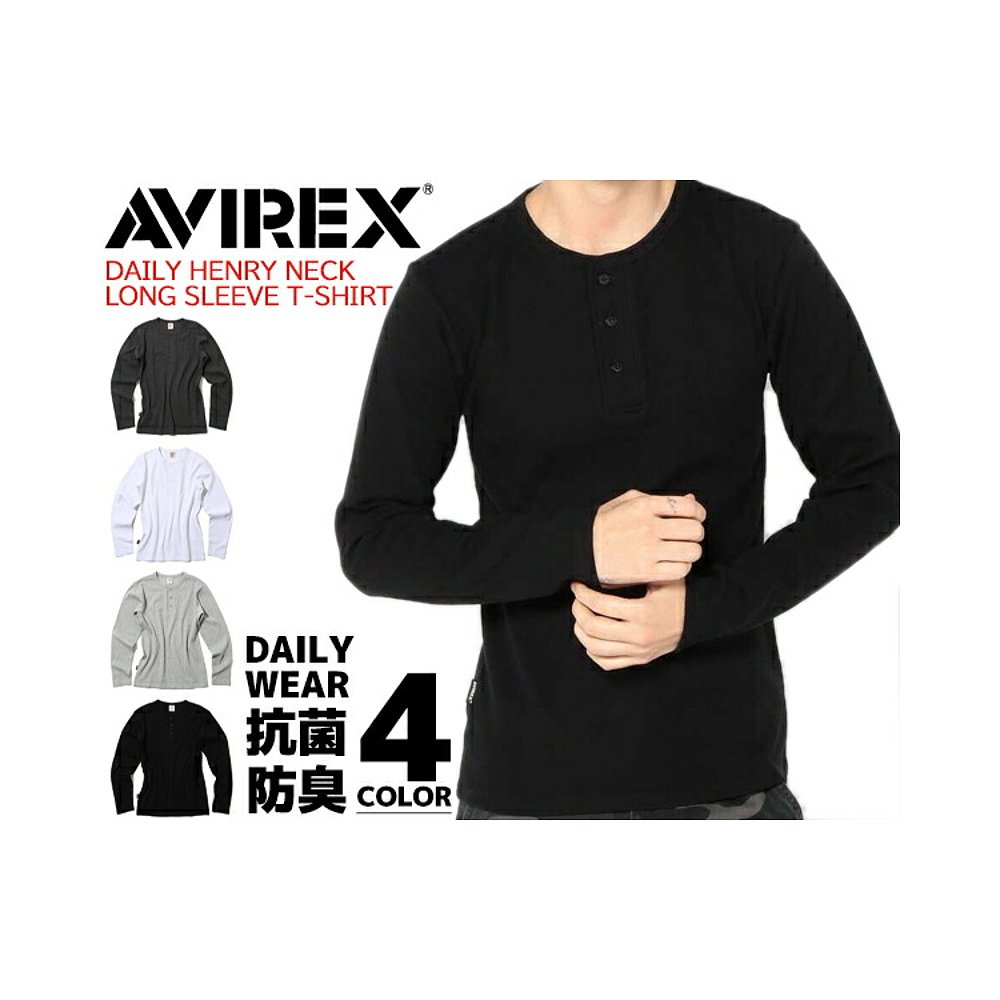 日本直邮AVIREX DAILY HENRY NECK LS T-SHIRTS 6153482长袖 TEE