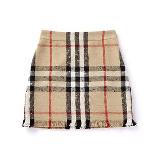 8072325 日本直邮BURBERRY 格纹珠圈流苏迷你裙