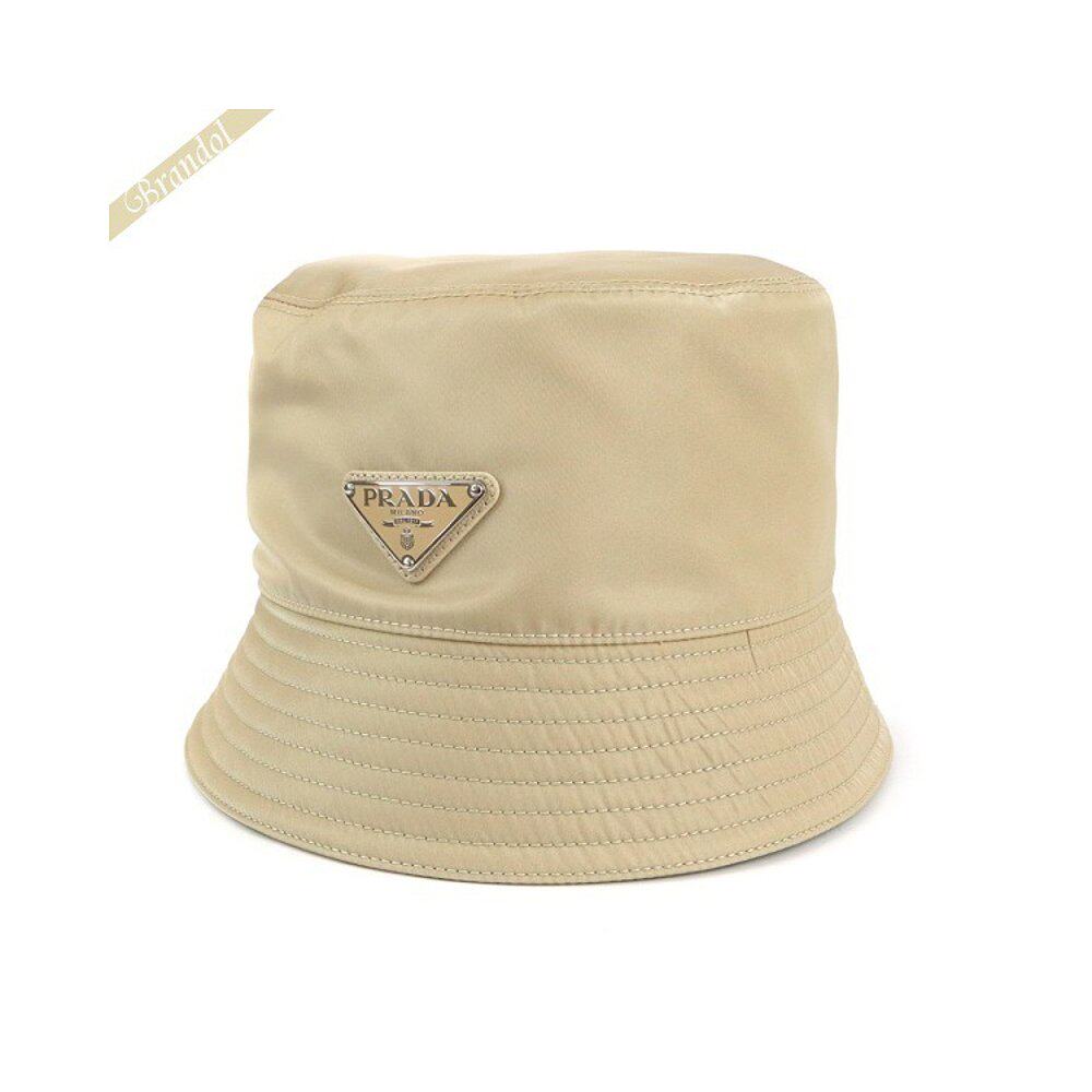 日本直邮prada 女式/男式帽子三角徽标渔夫帽 l 码米色 1hc137 2d