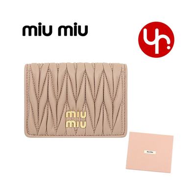 日本直邮Miu Miu 卡包 5MC103 2FPP 浮雕马特拉斯皮革金属卡包女