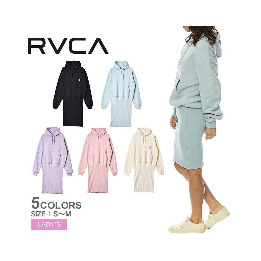 日本直邮Luca 一件式 RVCA All Time Tech 连帽衫连衣裙女式黑色