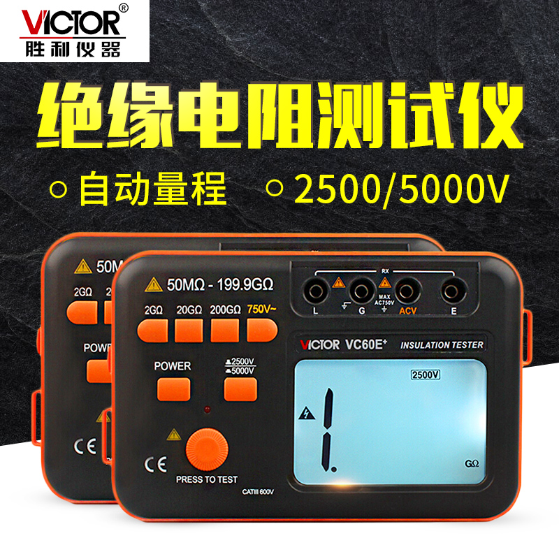 胜利VC60B+VC60D+VC60E+VC60F数显绝缘电阻测试仪高压数字兆欧表