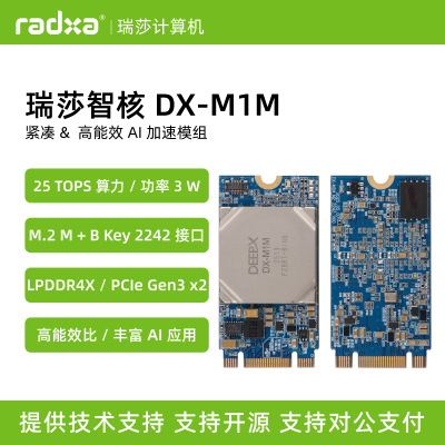 瑞莎 Radxa 智核 DX-M1M 边缘 AI 加速模组 加速卡 25 TOPS算力