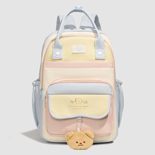 简约可爱学院风书包女初中女生高中学生双肩包上课大容量减负背包