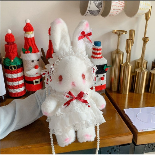 洛丽塔风毛绒兔子包蕾丝蝴蝶结少