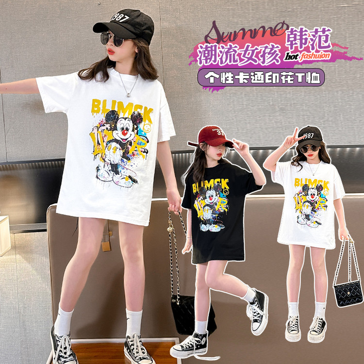 2025年夏款卡通女童中长款TT恤