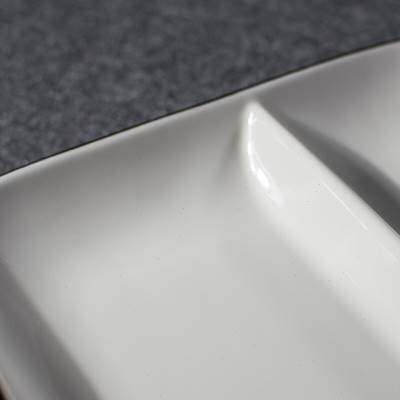纯白陶瓷调色盘长方形三格大号国画水彩水粉丙烯调色板碟易清洗