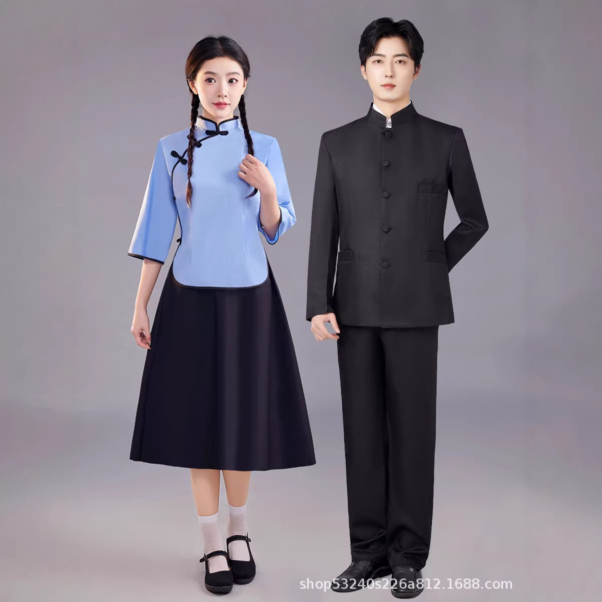 五四青年中山装合唱复古班服民国学生装怀旧朗诵民国时期演出服