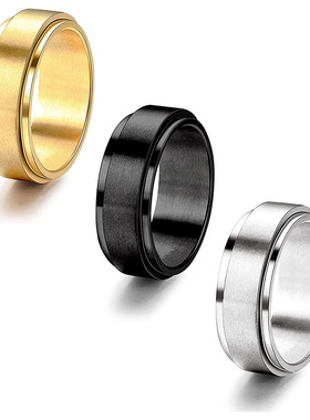 星合 欧美爆款 可旋转解压哑光拉丝情侣对戒 钛钢手饰品 厂家直销