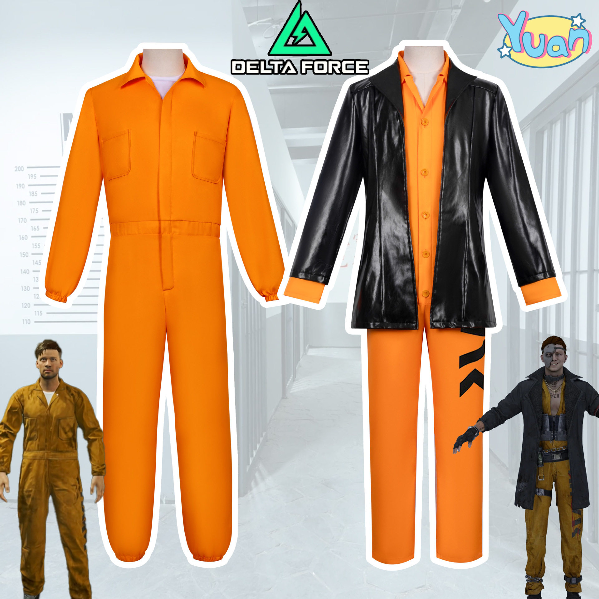 三角洲行动cos服渡鸦囚服连体衣威龙典狱长皮衣cosplay服装万圣节