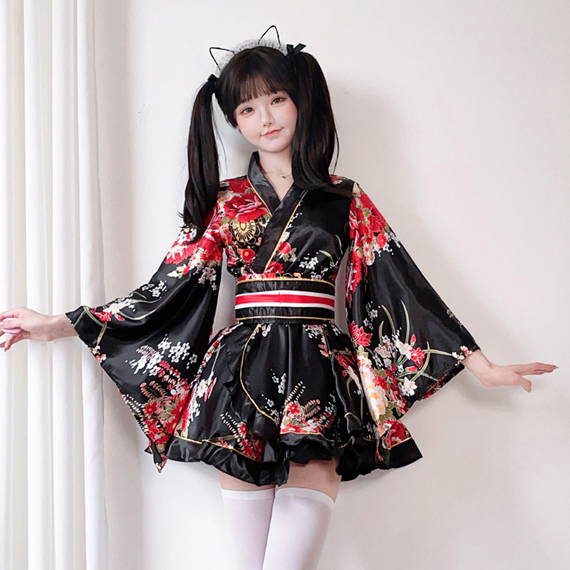 日本正装cosplay服装传统和服夏日和风印花改良浴衣和服女士套装