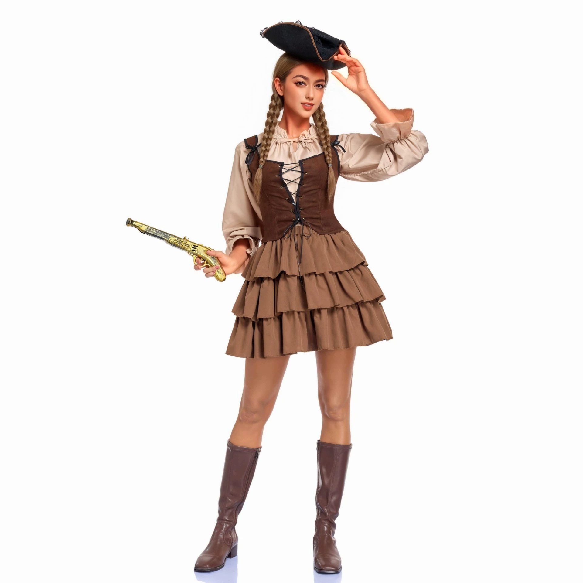 万圣节服装海盗服装女士套装狂欢节表演服中世纪文艺复兴演出服装